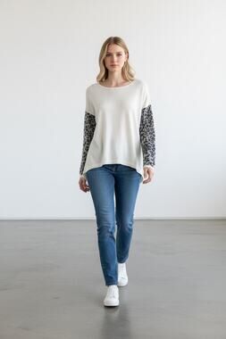 Generation Love Women's Linen Slub Knit and Silk Overlay Top White Size M/L NWOT